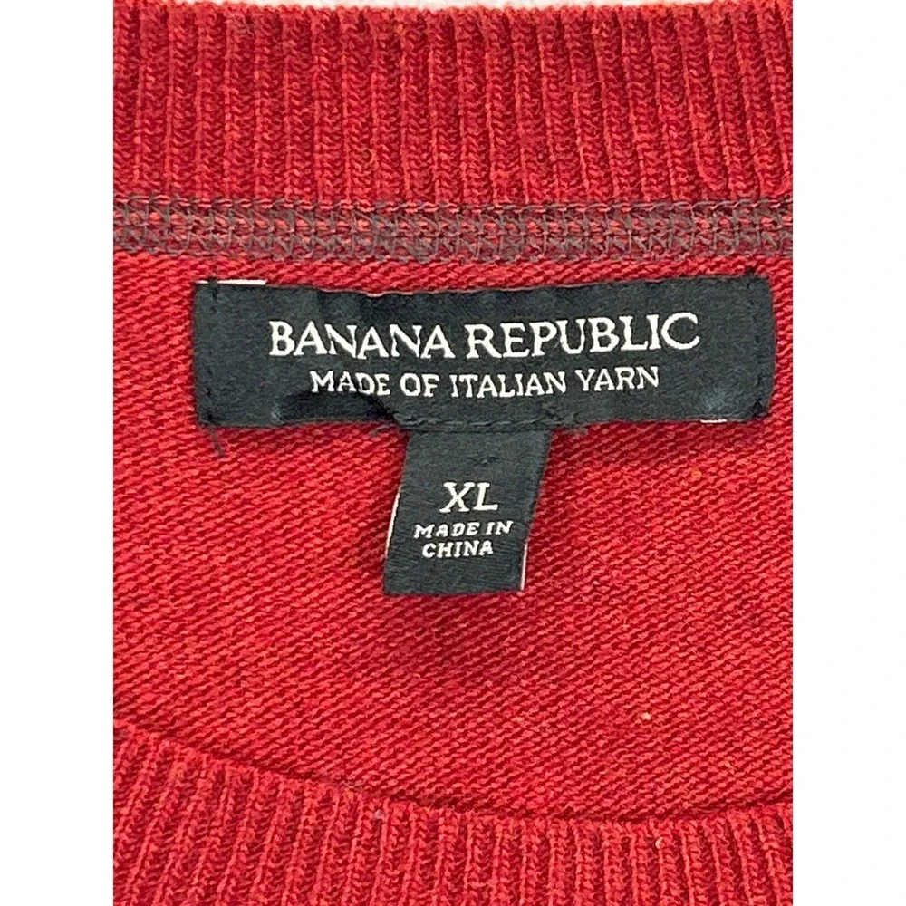 Banana Republic Sweater Lot Mens XL Red Merino Wool Blue Silk Cotton Pullover‎